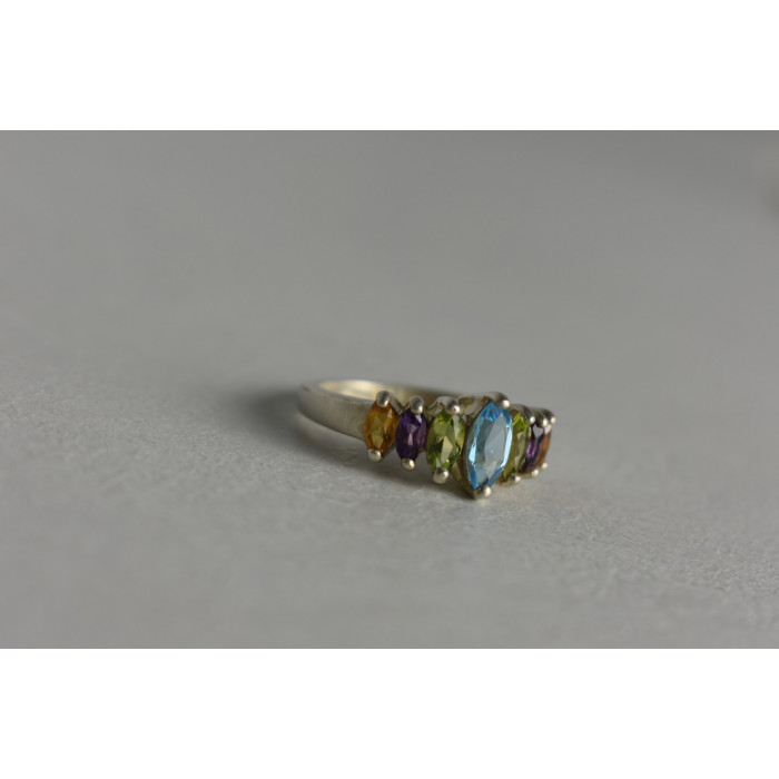 Sky Jewelry Серебряное кольцо 925 пробы с разноцветными натуральными камнями