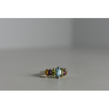 Sky Jewelry Серебряное кольцо 925 пробы с разноцветными натуральными камнями