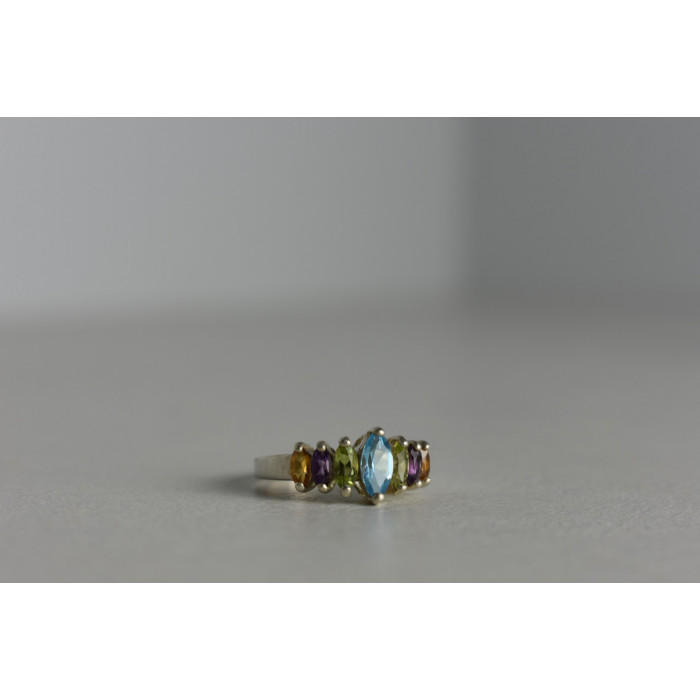Sky Jewelry Серебряное кольцо 925 пробы с разноцветными натуральными камнями