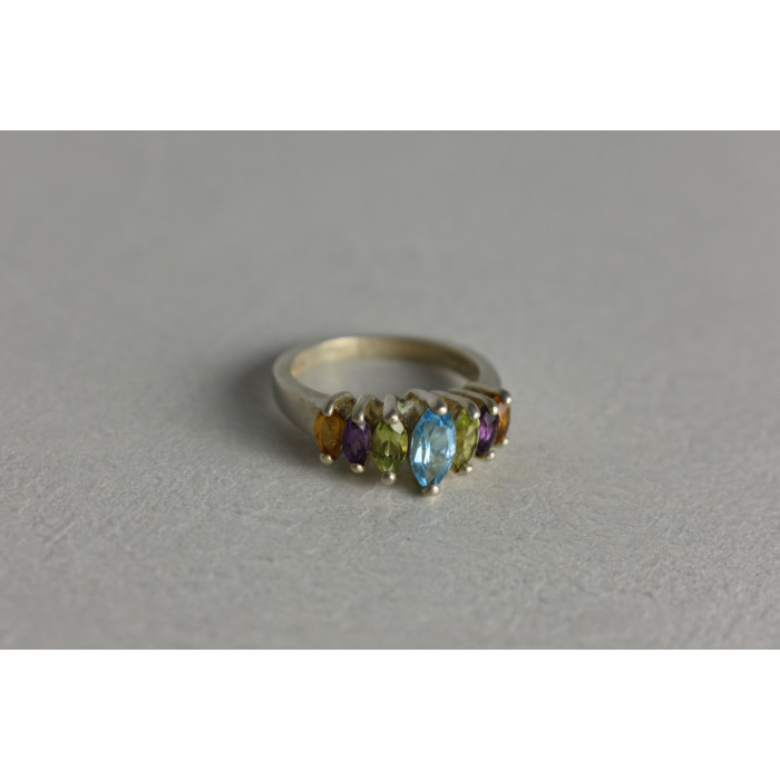 Sky Jewelry Серебряное кольцо 925 пробы с разноцветными натуральными камнями