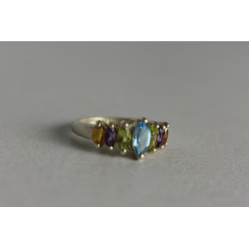 Sky Jewelry Серебряное кольцо 925 пробы с разноцветными натуральными камнями