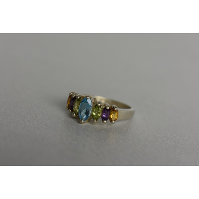 Sky Jewelry Серебряное кольцо 925 пробы с разноцветными натуральными камнями