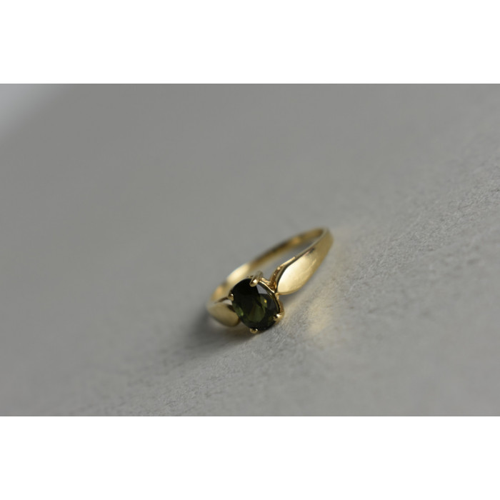 Sky Jewelry Золотое кольцо 14К (585 проба) с Зеленым Топазом