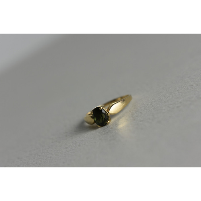 Sky Jewelry Золотое кольцо 14К (585 проба) с Зеленым Топазом