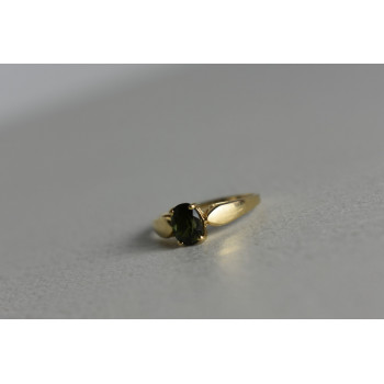 Sky Jewelry Золотое кольцо 14К (585 проба) с Зеленым Топазом