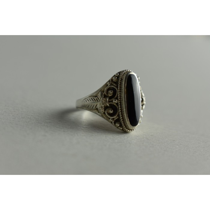 Sky Jewelry Серебряное кольцо с черным Турмалином (Шерл)