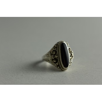 Sky Jewelry Серебряное кольцо с черным Турмалином (Шерл)