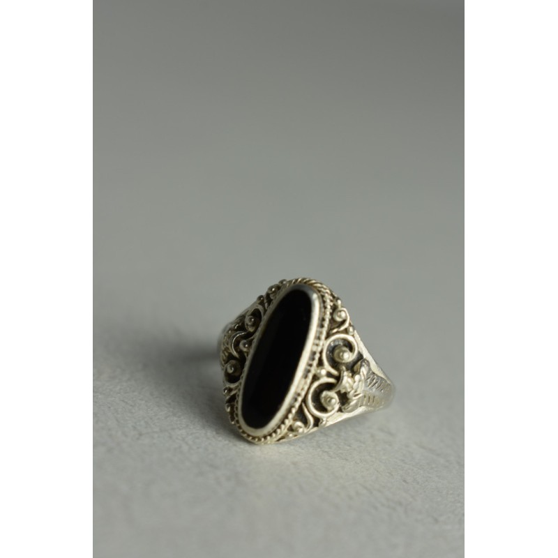 Sky Jewelry Серебряное кольцо с черным Турмалином (Шерл)