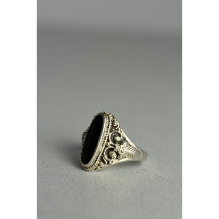 Sky Jewelry Серебряное кольцо с черным Турмалином (Шерл)