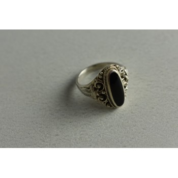 Sky Jewelry Серебряное кольцо с черным Турмалином (Шерл)