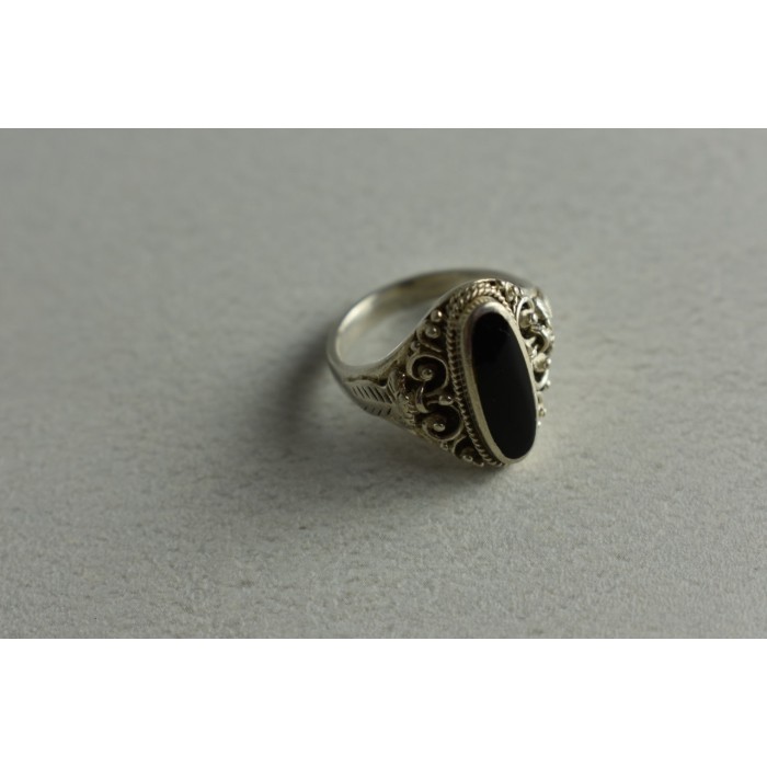 Sky Jewelry Серебряное кольцо с черным Турмалином (Шерл)