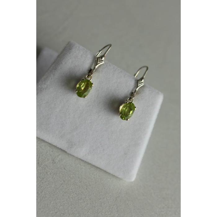 Sky Jewelry Серебряные серьги 925 пробы с камнем Тсаворит (Цаворит)