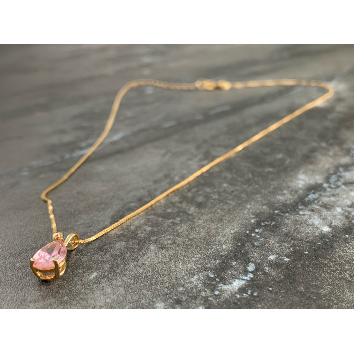 Sky Jewelry Золотая цепочка 14К (585 проба) с кулоном Морганит