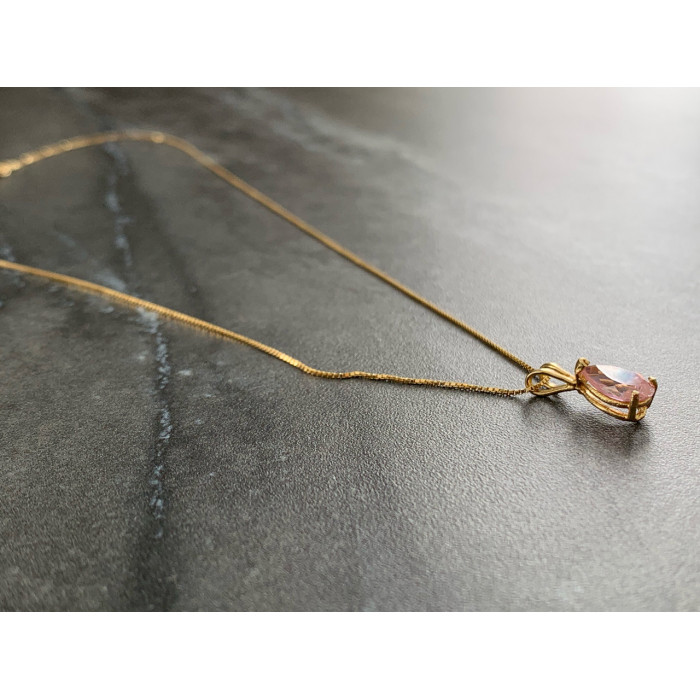 Sky Jewelry Золотая цепочка 14К (585 проба) с кулоном Морганит