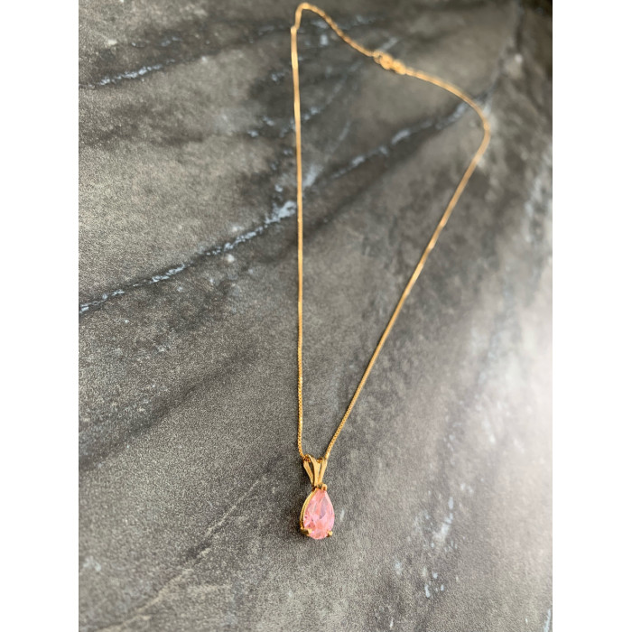 Sky Jewelry Золотая цепочка 14К (585 проба) с кулоном Морганит