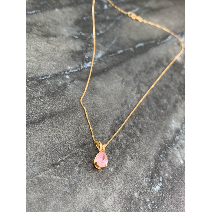 Sky Jewelry Золотая цепочка 14К (585 проба) с кулоном Морганит