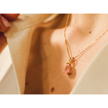 Sky Jewelry Золотая цепочка 14К (585 проба) с кулоном Морганит