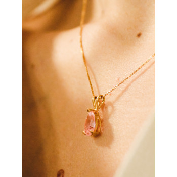 Sky Jewelry Золотая цепочка 14К (585 проба) с кулоном Морганит