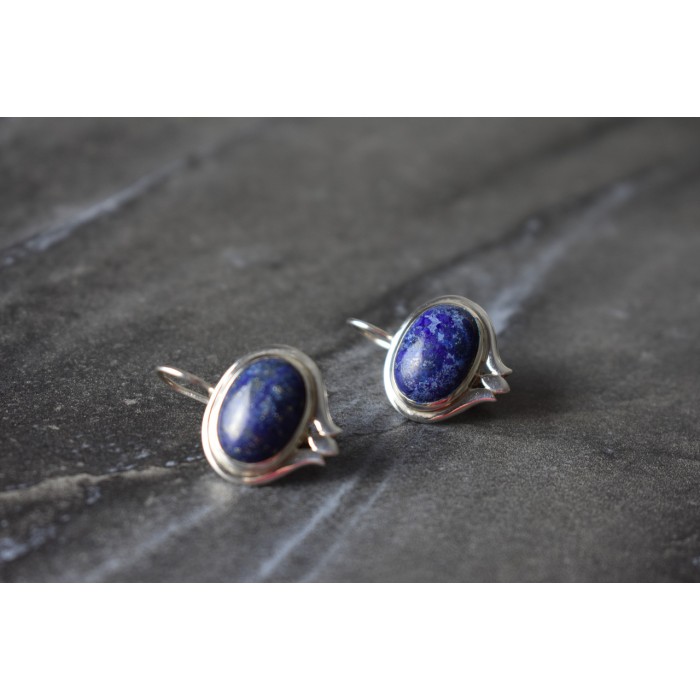 Sky Jewelry Серебряные серьги 925 пробы с камнем Содалит