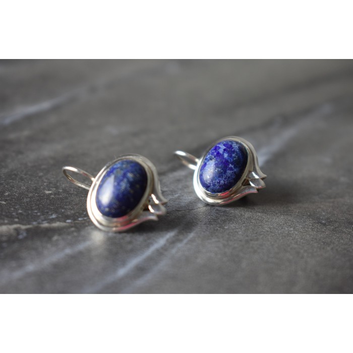 Sky Jewelry Серебряные серьги 925 пробы с камнем Содалит