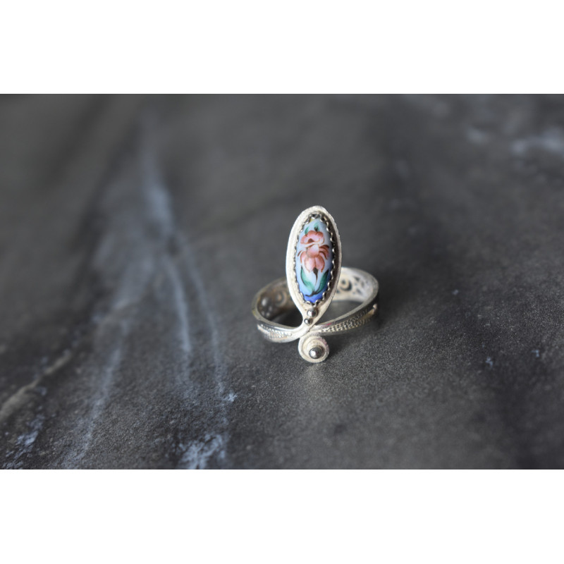 Sky Jewelry Кольцо с эмалью *Цветы*