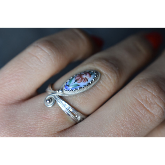 Sky Jewelry Кольцо с эмалью *Цветы*