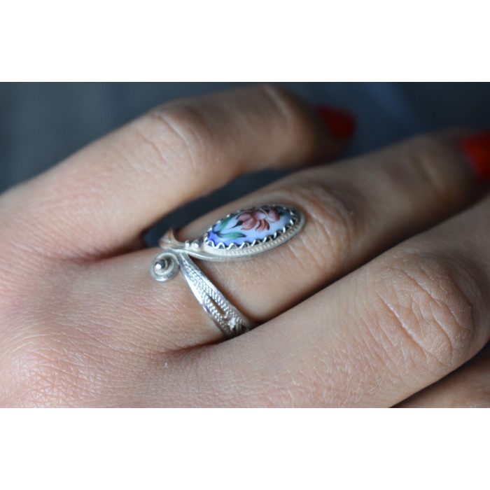 Sky Jewelry Кольцо с эмалью *Цветы*