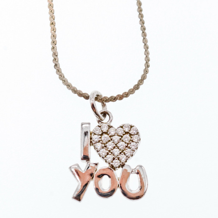 Sky Jewelry Серебряная цепочка с кулоном  I LOVE YOU