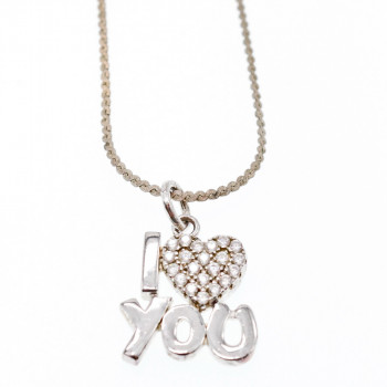 Sky Jewelry Серебряная цепочка с кулоном  I LOVE YOU