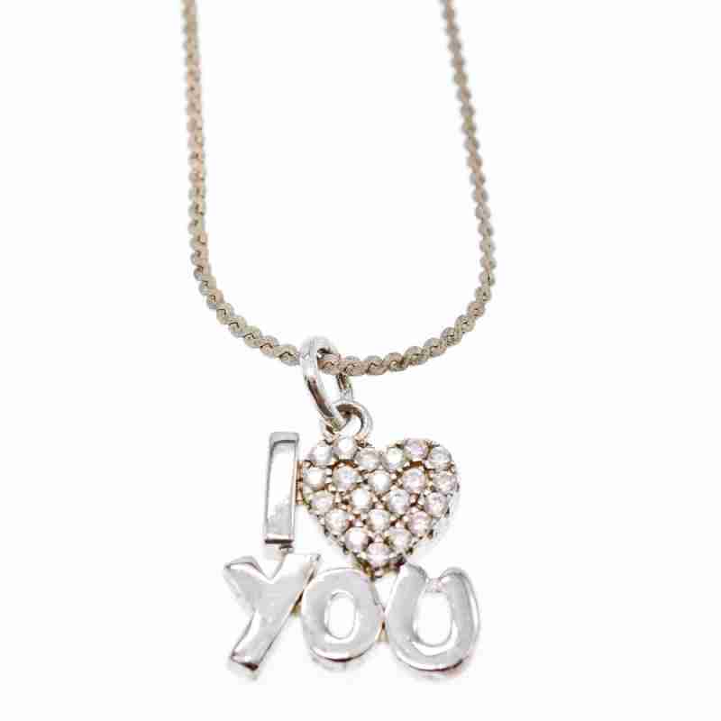Sky Jewelry Серебряная цепочка с кулоном  I LOVE YOU