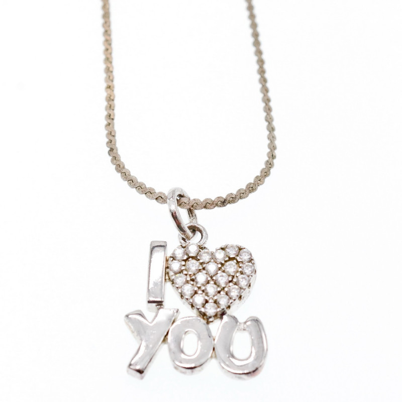 Sky Jewelry Серебряная цепочка с кулоном  I LOVE YOU