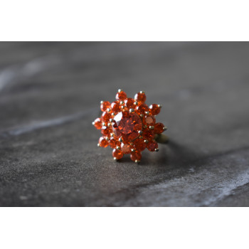 Sky Jewelry Серебряное кольцо 925 пробы с Оранжевыми фианитами