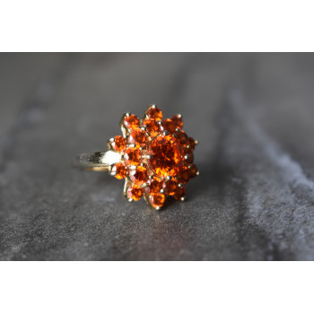 Sky Jewelry Серебряное кольцо 925 пробы с Оранжевыми фианитами