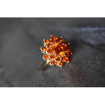 Sky Jewelry Серебряное кольцо 925 пробы с Оранжевыми фианитами