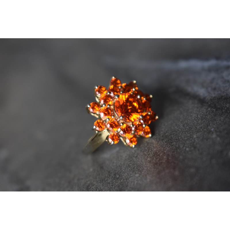 Sky Jewelry Серебряное кольцо 925 пробы с Оранжевыми фианитами