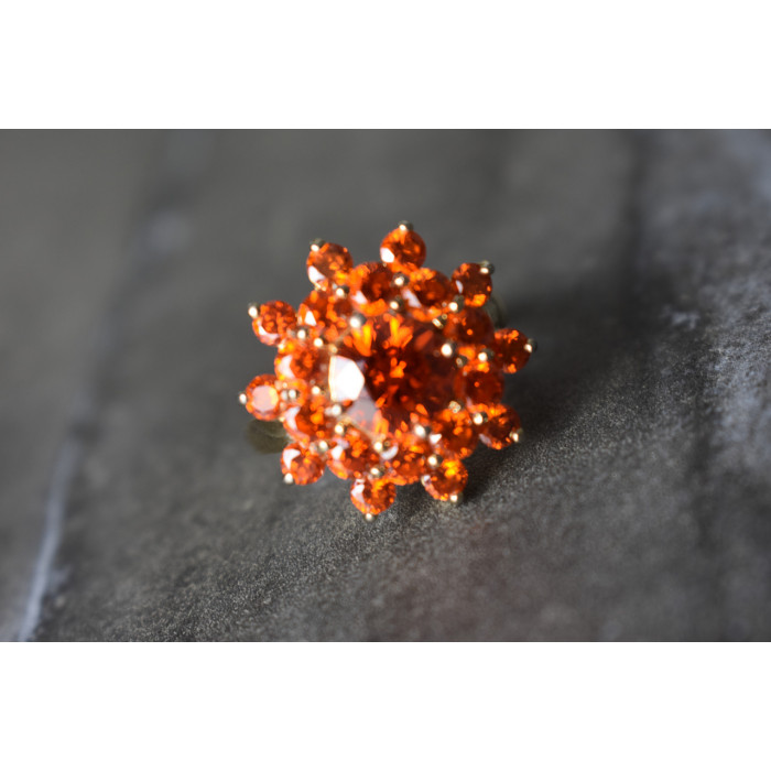 Sky Jewelry Серебряное кольцо 925 пробы с Оранжевыми фианитами