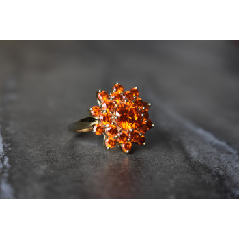 Sky Jewelry Серебряное кольцо 925 пробы с Оранжевыми фианитами