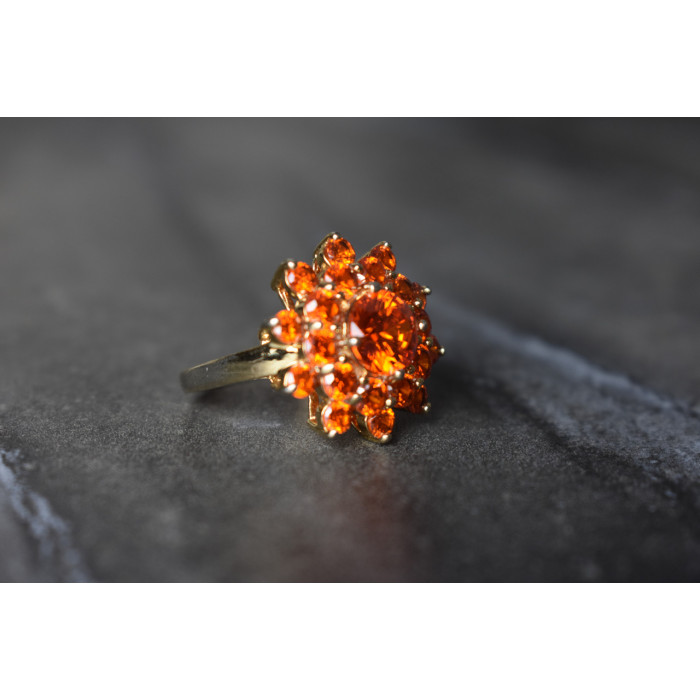 Sky Jewelry Серебряное кольцо 925 пробы с Оранжевыми фианитами