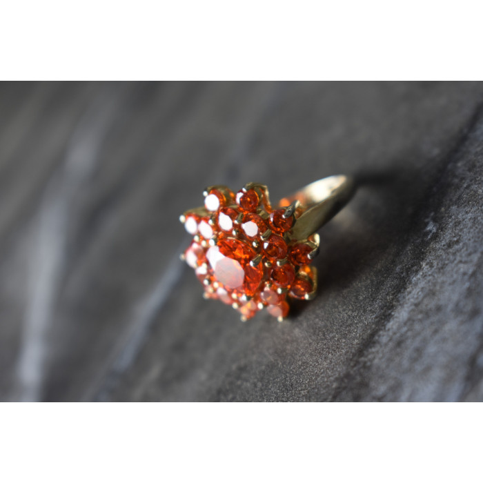 Sky Jewelry Серебряное кольцо 925 пробы с Оранжевыми фианитами