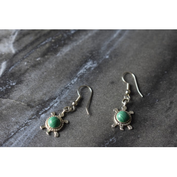 Sky Jewelry Серебряные серьги 925 пробы с Малахитом