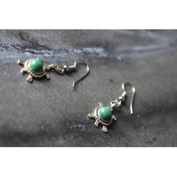 Sky Jewelry Серебряные серьги 925 пробы с Малахитом