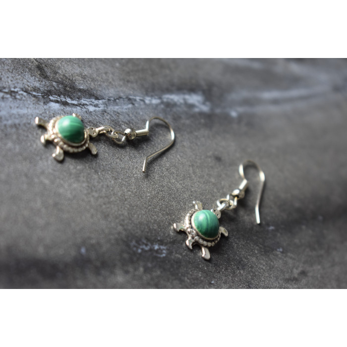 Sky Jewelry Серебряные серьги 925 пробы с Малахитом