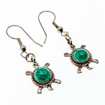 Sky Jewelry Серебряные серьги 925 пробы с Малахитом